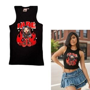y2k BRATZ BLACK GRAPHIC JADE TANK TOP XSMALL NEW